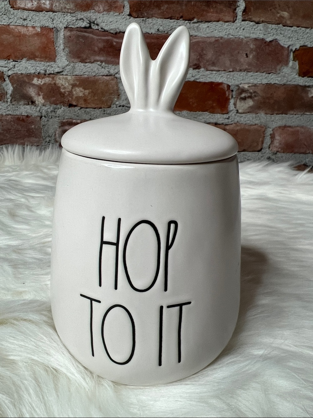 RAE DUNN | 'Hop To It' Bunny Ear/Tail Canister